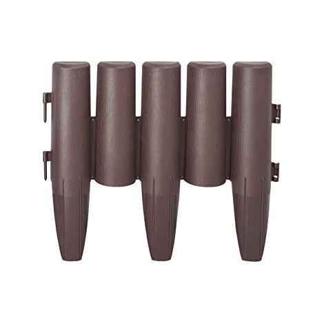 Rasenkante Kunststoff Beeteinfassung Gartenpalisade mit Holz Optik Beetumrandung Rasenkante Randstein Braun (LxH): 28cm x 24cm - 10 Stück 2,8M NAIZY (1/5)