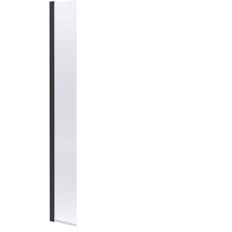Balterley Blymhill Contemporary Bathroom 8mm Glass Hinged Flipper Return Screen, Matt Black, 1950 x 322 x 27mm
