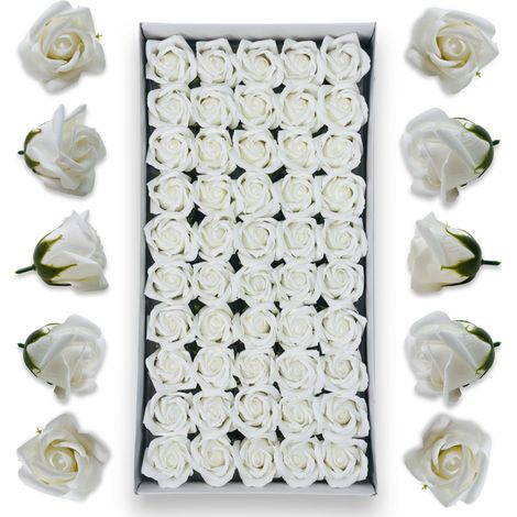 Rose di sapone in un set da 50 pezzi in bianco (1/5)