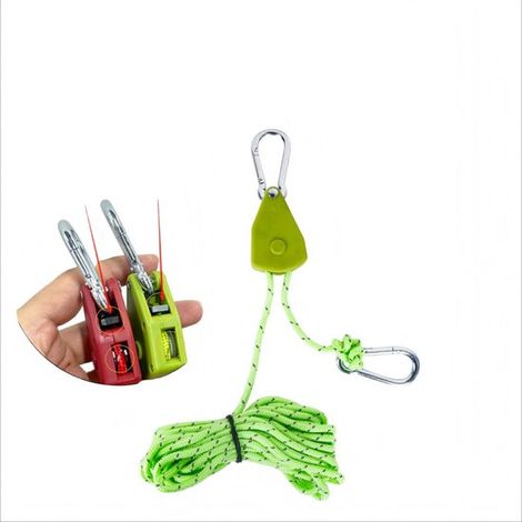 Tendeur de corde avec poulie, 4 pièces, diamètre de corde 4 mm, longueur totale 4 m, tendeur de corde pour usage extérieur, poulie pour cordes de tente, poulie (1/5)