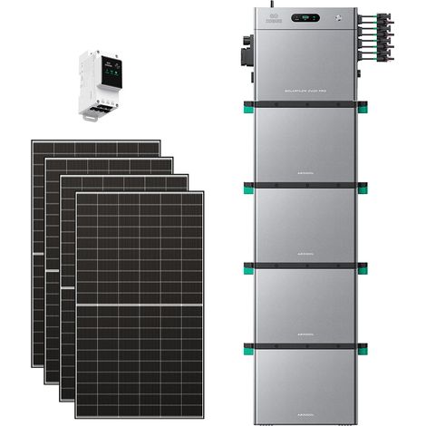 Zendure SolarFlow 2400 Pro - Batterie Solaire 2400W AC, PV 4800W, 2.4-16.8kWh, Plug & Play, IP65, avec Compteur intelligent 3CT, avec 4xAB3000L (11.52 kWh), avec 515Wx4 Panneau Bifacial