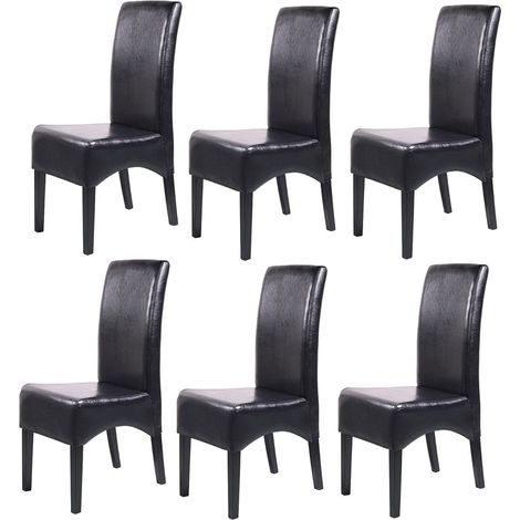 [NON UTILIZZATO] Set 6x sedie soggiorno moderno elegante Latina pelle per sala da pranzo nero gambe scure (1/4)