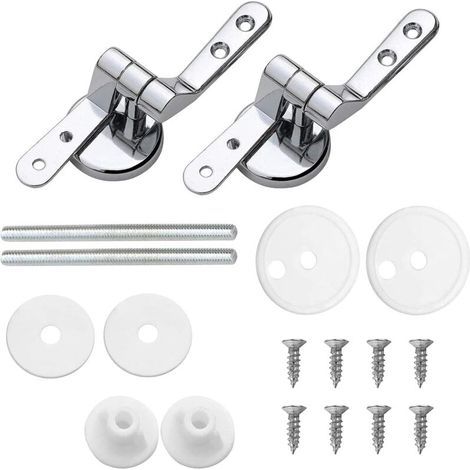 Toilet Seat Hinge Fixings Replacement-Suitable for All Kinds of Toilet Styles Such,Toilet Seat Hinge Toilet Seat Fixings,Toilet Seat Hinge, 2 Pack Replacement Toilet Seat Hinges with Zinc Alloy Fixing (1/4)