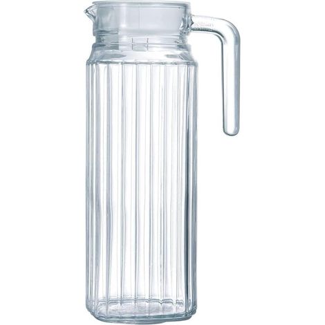 Carafe En Verre - 1100 Ml - Avec Couvercle Et Bec Verseur Antigoutte - Poignée Ergonomique - Pour Thé Glacé Limonade Jus - 1 Pièce (1/5)