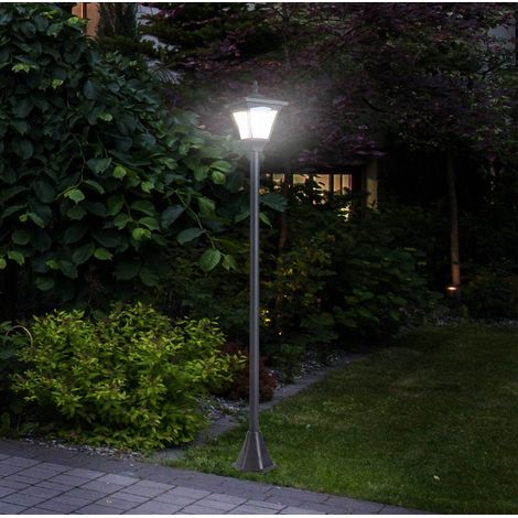 Farola solar de jardín LED negra 15 x 15 x 120 cm (1/5)