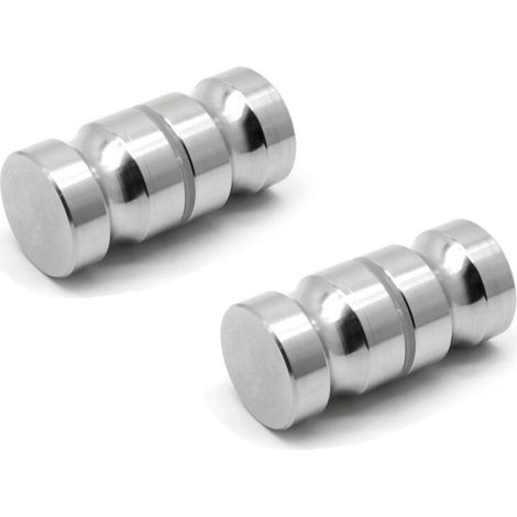 Set mit 2 massiven Einzellochgriffen, runder Duschtürgriff, Aluminiumlegierung, polierte Chromoberfläche - Crezuo