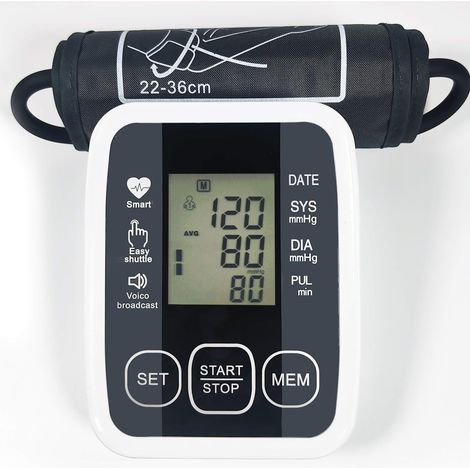 Elektronisches Oberarm-Blutdruckmessgerät mit verstellbarer Manschette 22-36 cm, automatische Blutdruckmessung, medizinisch zertifiziert, großes LCD-Display (1/5)