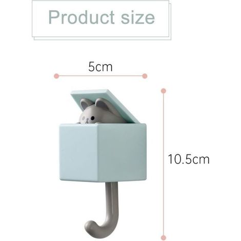 Crochet mural adhésif créatif pour manteaux et clés – 4 pièces, design mignon chat & animaux, fixation sans perçage, décoration intérieure (1/3)