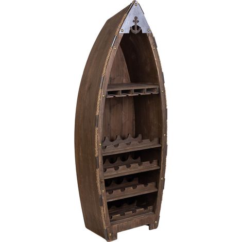 Estantería botellero de madera y metal marrón 61x31x154h cm (1/5)