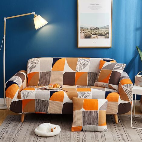 Housse de Canapé 2 Place 140180cm Couverture Canapé avec Accoudoirs Moderne Couvre Canapé Elastique Universelle Revêtement de Canapé Housse de Protection orange (1/3)