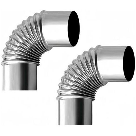 Lot 2 Cheminée de poêle à bois en acier inoxydable de 60 mm, adaptateur de tuyau de coude de conduit de conduit de conduit de cheminée à 90°, tuyau de cheminée étendu, tuyau de cheminée de ca (1/5)
