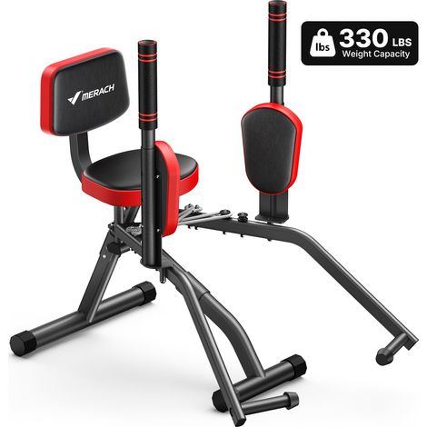 Appareil multifonctionnel, résistance et poignées réglables, repose-jambes rotatifs à 360°, pour fessiers, cuisses et hanches, rouge, MERACH