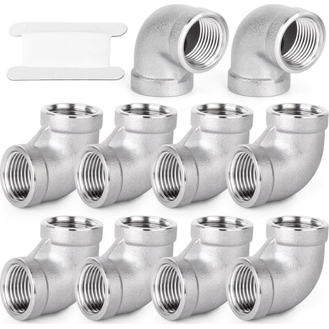 1 pièces coude à 45 degrés en acier inoxydable 304, tuyau mâle 1"BSP vers femelle 1"BSP, raccord de tuyauterie 304 Fbsp X Fbsp(90 Degrés) 1/2"BSP(10 PCS) (1/5)