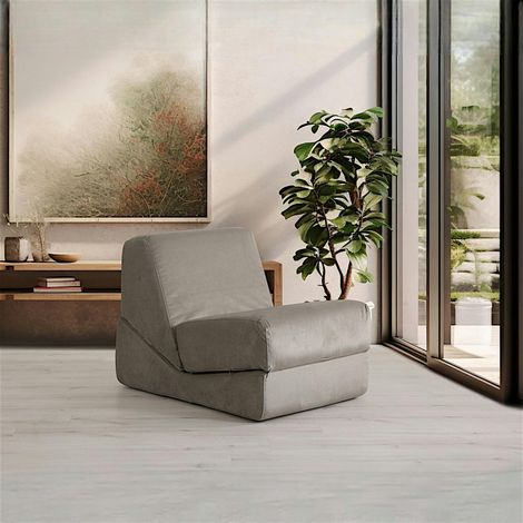 Chauffeuse convertible gris velours, lit d'appoint SAPPO (1/5)
