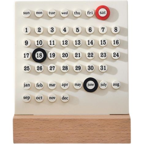 Calendrier de bureau en bois, calendrier perpétuel, cadeau de décoration intérieure vintage (blanc cassé) (1/5)