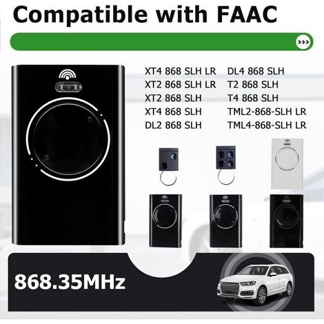 2 PiècesTelecommande Porte de Émetteur de Garage 868MHz,Telecommande Portail 2 Canaux Compatible avec XT4 868 SLH LR, XT4 868 SLH, XT2 868 SLH LR, XT2 868 SLH（Black） (1/5)