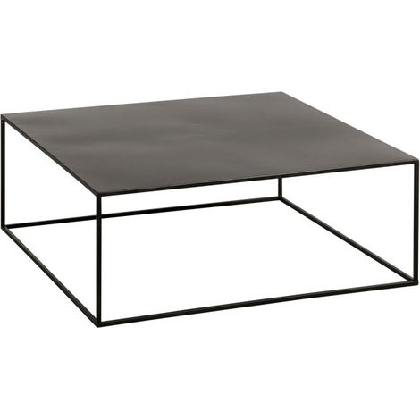 Table Basse Carrée en Métal "Lovra" 80cm Noir (1/4)