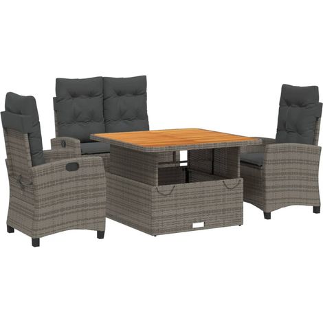 Maison Exclusive - 4-tlg. Garten-Essgruppe mit Kissen Grau Poly R