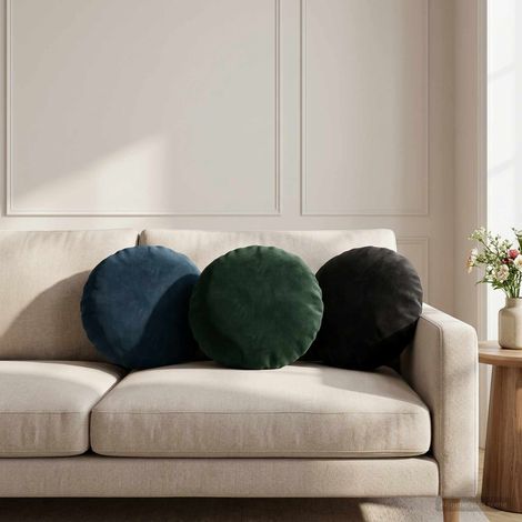 Irovami Lot de 6 coussins avec oreiller, noir, velours (1/5)