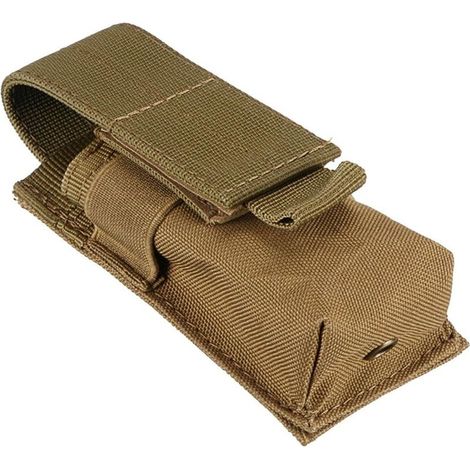 Generic Sacoche de Lampe Torche Batterie Nylon Imperméable pour Camping et Randonnée - Kaki (Brun), 14X5.5X4CM (1/5)