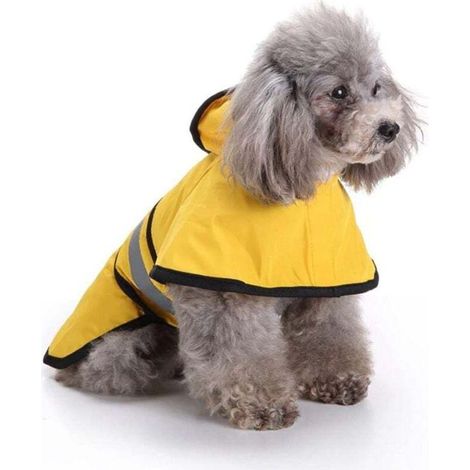 Manteau de pluie réfléchissant pour chien de petite, moyenne et grande taille, imperméable avec capuche (couleur : jaune, taille : 2Xl) (1/5)