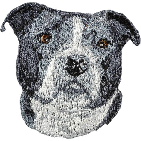 Bulldog americano: parche con forma de perro, parche bordado, decoración única para mochilas de Art-Dog (1/3)