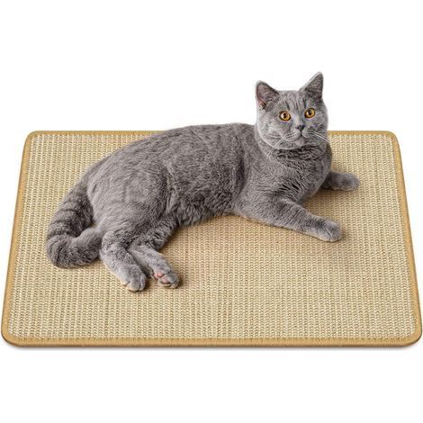 Tapis Griffoir pour Chat, Tapis à Gratter pour Chat en Corde tissée sisal Naturel Anti-dérapant Pratique Jouet de Soins pour Griffes Tapis de chat protéger les tapis et canapés 4060cm Marron (1/5)