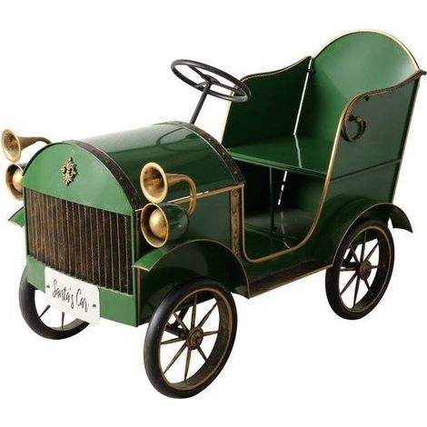 Voiture décorative de noël Santa's Car verte avec coussin rouge à poser 155cm (1/5)