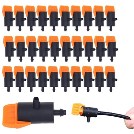 Paquete de 30 unidades de riego por goteo ajustable - Riego automático por microgoteo - Adecuado para jardines, suculentas y macizos de flores (4 mm/7 mm) (1/5)