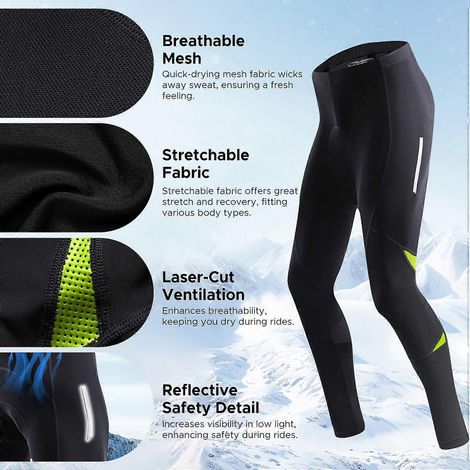 Short de cyclisme pour homme avec rembourrage 3D chaud, respirant et évacuant la transpiration pour l'hiver