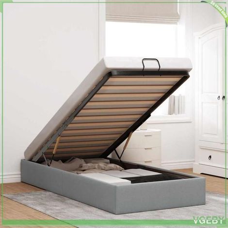 Cadre de lit ottoman - 3310840 - Gris clair - 90x190 cm - Rangement sous-lit (levage hydraulique) (1/5)