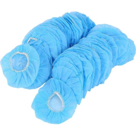 Lot de 100 coussinets d'oreille hygiéniques jetables en tissu extensible pour casques audio (bleus) (1/5)