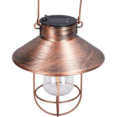 Solar-LED-Hängeleuchten-Set mit integriertem Akku, Außendekoration für Garten oder Terrasse, Vintage-Stil, goldener Haken, Größe S (1/5)