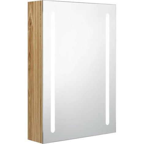 Maison Exclusive - LED-Bad-Spiegelschrank Eichenoptik 50x13x70 cm (1/5)