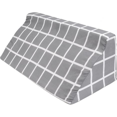 Coussin triangulaire de soutien pour lit, amovible et lavable, pour patients obèses ayant subi une chirurgie du dos, à carreaux gris-bleu, 45 x 23 x 14 cm (1/5)