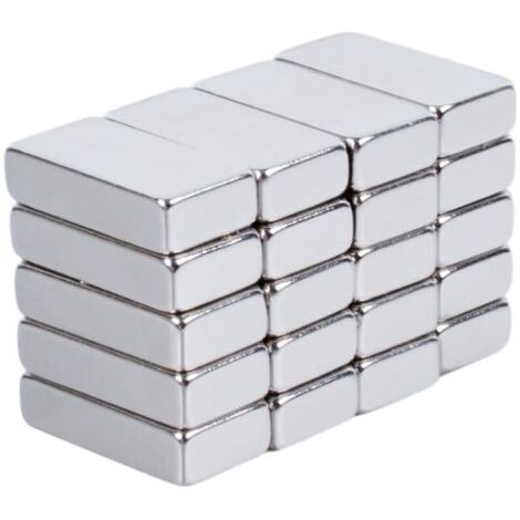 Lot de 20 aimants puissants en néodyme pour réfrigérateur, pour travaux manuels, tableau blanc, aimant rectangulaire 20 x 10 x 5 mm (1/4)