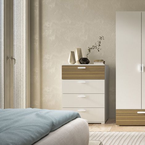 Cajonera Damasco, 4 Cajones, Hecho en Italia, 39.00x70.00x98.00h cm Marrón Roble Veteado (1/4)