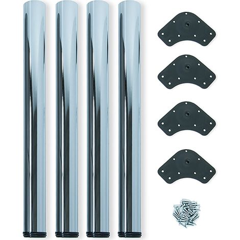 Emuca Lotto di 4 gambe per tavolo, diametro 60mm, H 830mm, Acciaio, Cromato lucido