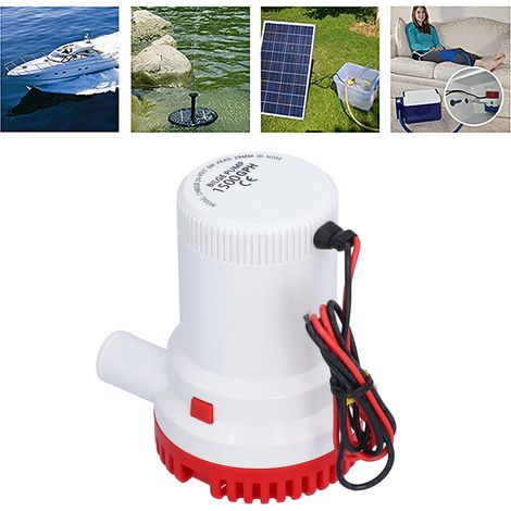 Pompe de cale submersible 12 V/24 V CC, débit 1500 GPH (2000 GPH) (1/5)