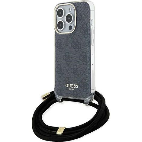 Coque rigide noire Guess GUHCP15XHC4SEK pour iPhone 15 Pro Max 6,7 pouces avec bandoulière et cordon 4G imprimé (1/5)