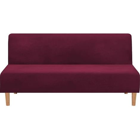 Housse De Canapé Convertible Sans Accoudoirs, En Velours Extensible, Épaisse, Douce, Confortable, Pour Canapé-Lit, Canapé Lit Pliable (Velours Épais Rouge Vin) (1/5)