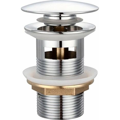 Scarico universale per lavabo con troppopieno automatico a scomparsa, tappo di scarico per lavabo da bagno, tappo di scarico Click Clack G1 da 1/4" per sistema di scarico rotondo, argento
