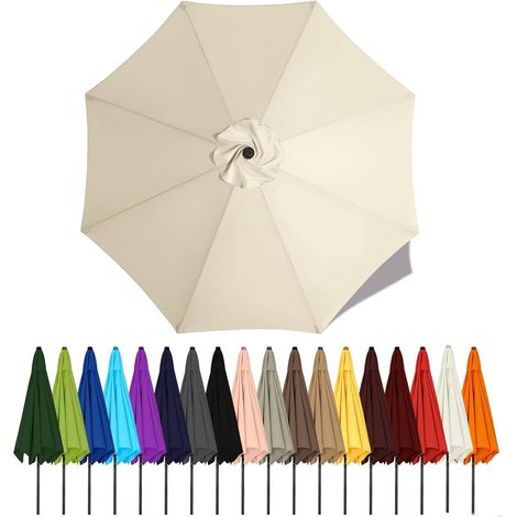 Auvent De Remplacement Pour Parasol De Terrasse, Toile De Parasol Pour Cour Jardin Plage, Protection UV Housse De Rechange(Cream white,2.5m - 8Ribs)