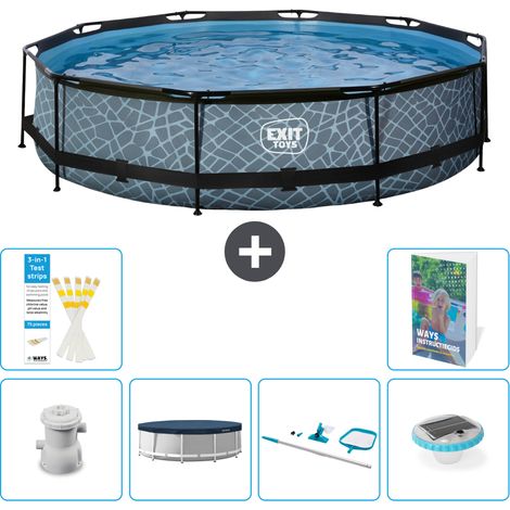 Exit Pool Rund - Steinoptik - 360x76 cm - 7-teilig S247