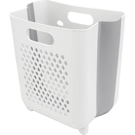 Panier à linge pliable blanc pour chambre et salle de bain (1/5)