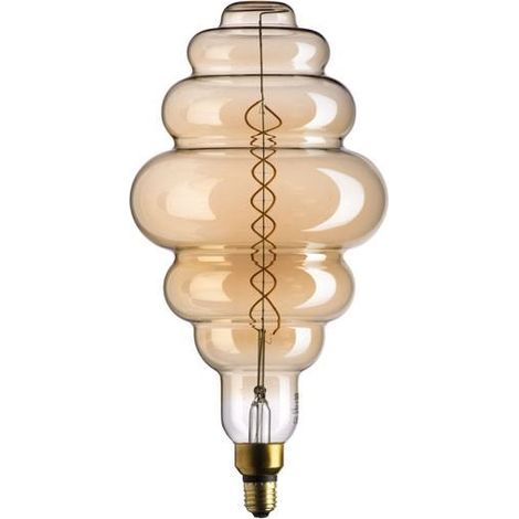 Ampoule LED XL Ondulée Ambrée 8W – 2000 K – Dimmable – Verre Doré Sculpté
