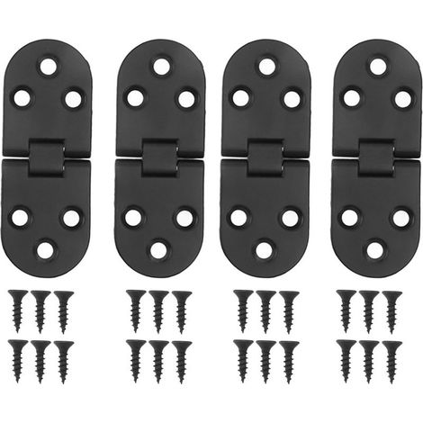 Hinge to edge round in alloy of Zinc black painted to 180 degrees, hardware of cabinet for door with screw, 4 sets (1/5)