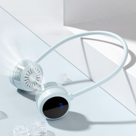 Ventilateur de cou pliable sans pales avec écran LCD pour femme — 3 vitesses réglables, faible niveau sonore, batterie 1000 mAh, rechargeable par USB — Dispositif de refroidissement portable et mains  (1/5)