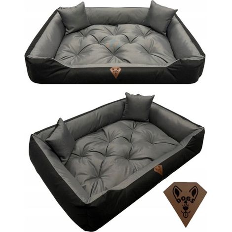 Lit Pour Chien - 130x105 cm - PVC Codura Imperméable - Résistant Aux Rayures - Pour Chiens Géants - Gris-Noir (1/5)