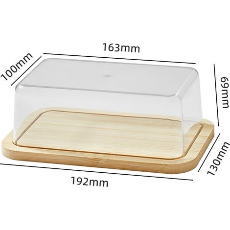 Boîte fabriquée avec des matériaux durables en verre avec couvercle en bambou, Butter Dish,Pour 260 g de beurre, Pratique et durable (1/5)